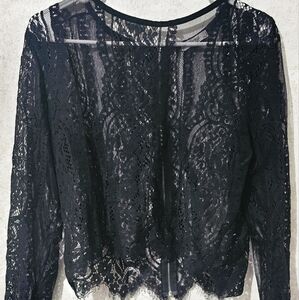 Black Lace Long Sleeve Top